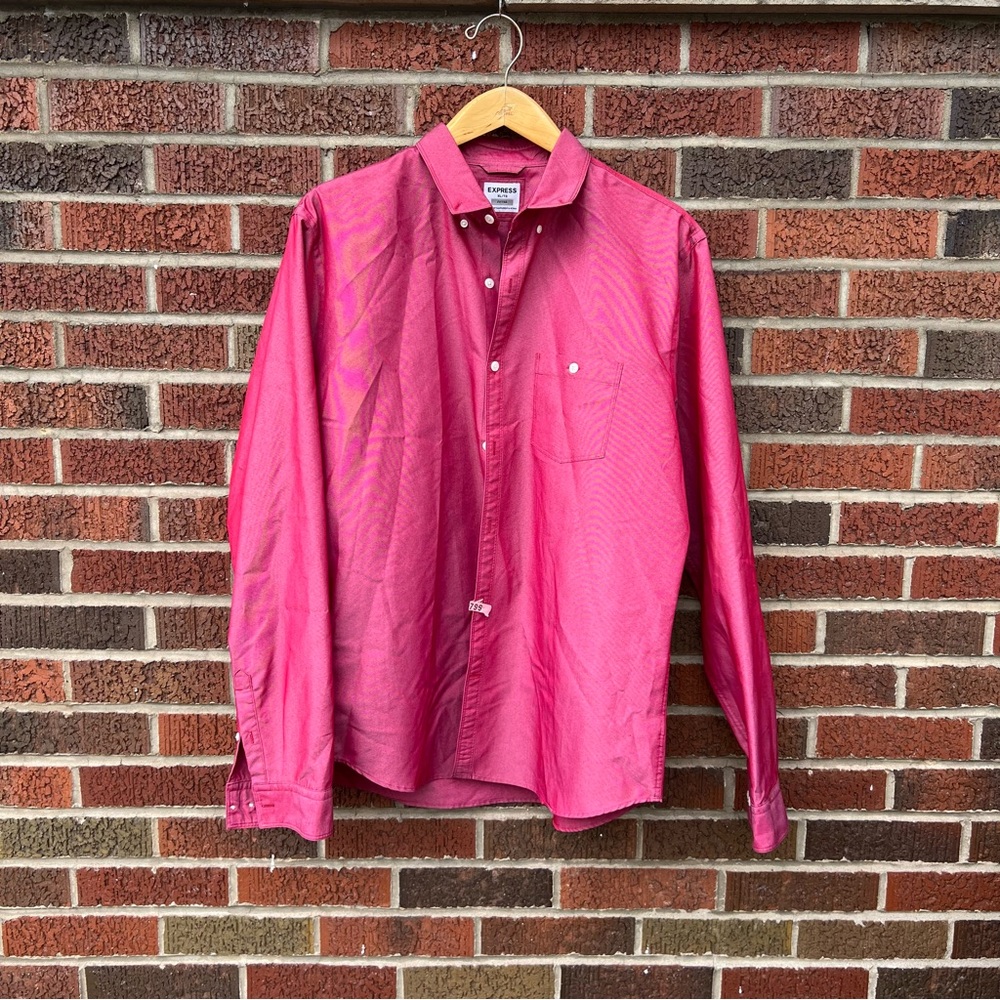 Express Fitted Glare Like Red Button Down Dress S… - image 1